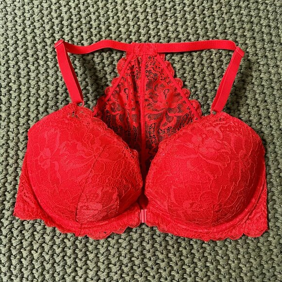 NWOT VS PINK Red Lace Racerback Push-Up Bra - Picture 2 of 7